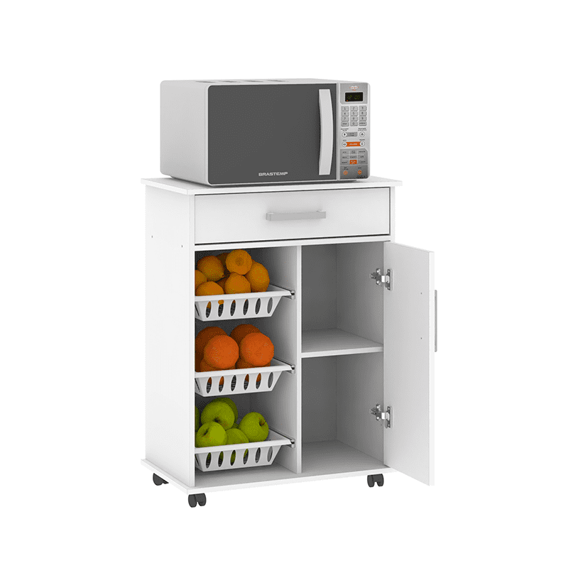 Mueble Apoyo Cocina Con Ruedas Frutero P/ Microondas - Vista 3