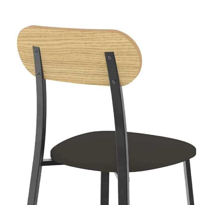 SILLA ESCANDINAVA BOLONIA CAÑO NEGRO TAPIZADO PLOMO - Vista 2