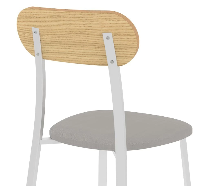 SILLA ESCANDINAVA BOLONIA CAÑO BLANCO TAPIZADO GRIS - Vista 2