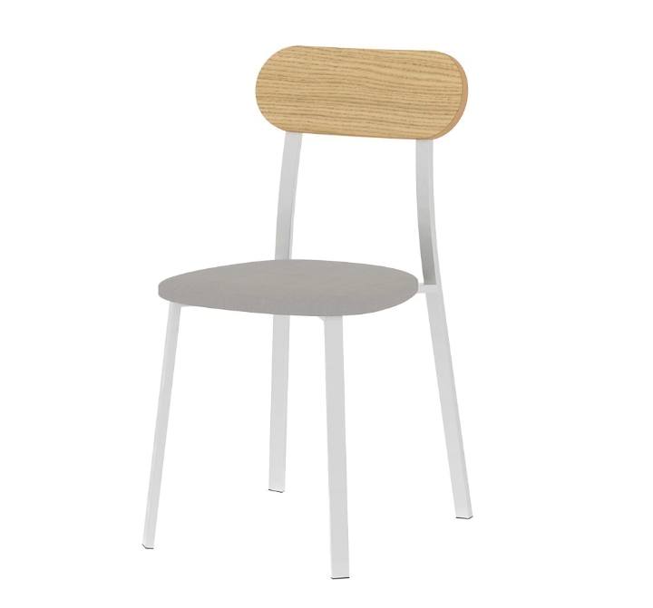 SILLA ESCANDINAVA BOLONIA CAÑO BLANCO TAPIZADO GRIS